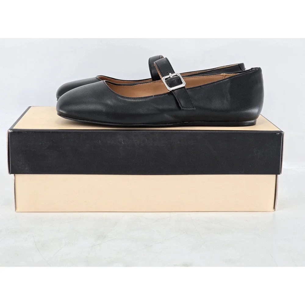 BCBGeneration Harpin Mary Jane Flats Womens 5.5 Black Square Toe Buckle - Exc